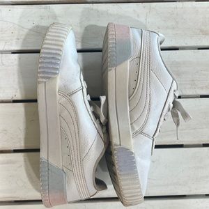 Puma Carina Sneakers White Blush Pink Platform girls size 2